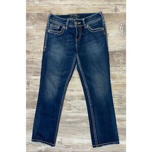 Silver Suki Capri Jeans Mid Rise Embroidered Women’s Sz 28 Waist